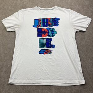 Nike Shirt White Dri fit Just Do It Gym Athletic Men’s Size Large